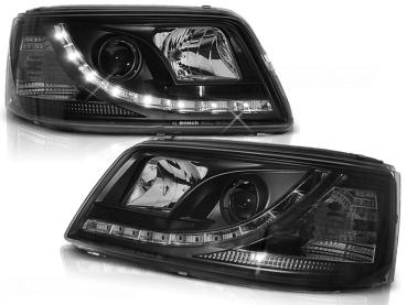 Scheinwerfer LED Tagfahrlicht Optik für VW T5 Bj. 03-09 Schwarz